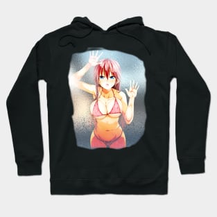 Anime Girl Pink Hair on Screen Hoodie